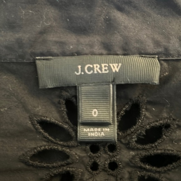 J. Crew Black Eyelet Long Sleeve High Low Top Size 0 - Picture 7 of 8